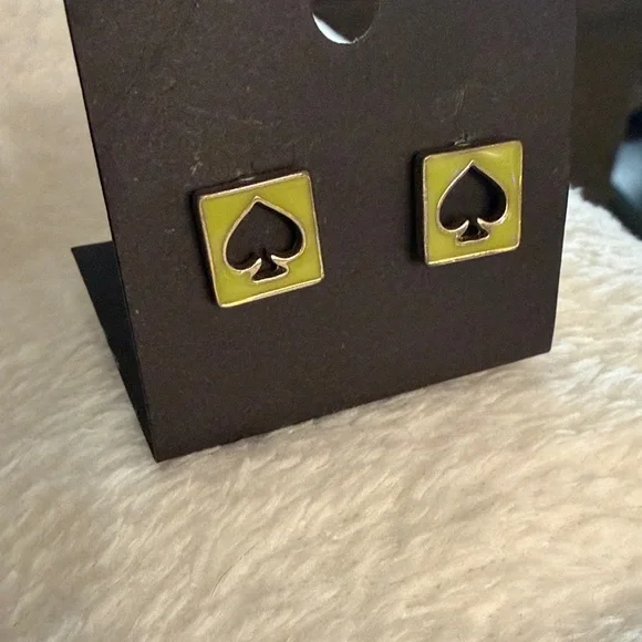 Kate Spade Olive Enamel Spade Punchout Earrings - Picture 2 of 3